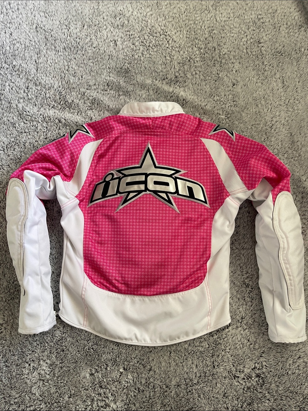 ICON Pink and White Bomber Motorcycle Jacket - Picture 4 of 4